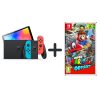 switch oled console neon + super mario odyssey